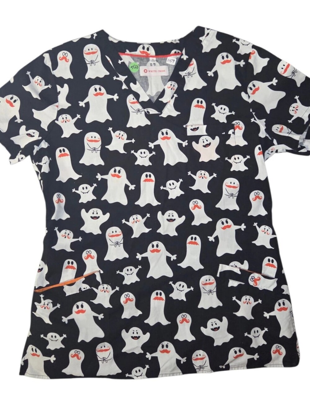 White Cross Ghosts Scrub Top